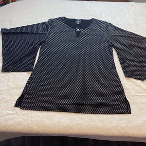 JM Collection Black With Silver Accents Flared Sleeve Tunic/Dress Size Large
